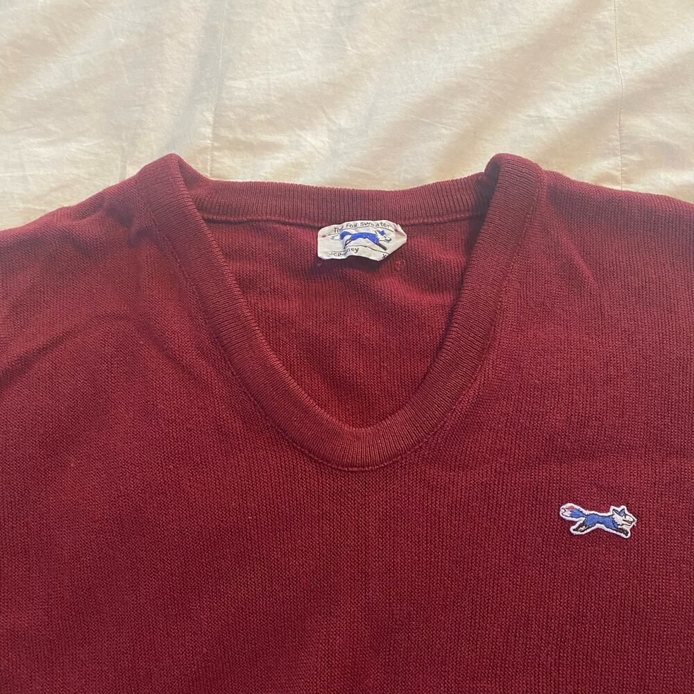Vintage Sweater The Fox XL Burgundy Applique Logo Made in USA JCPenney - Picture 7 of 14